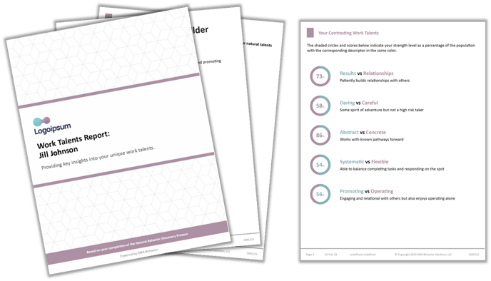 Configurable Work Talents Report with colors and logo