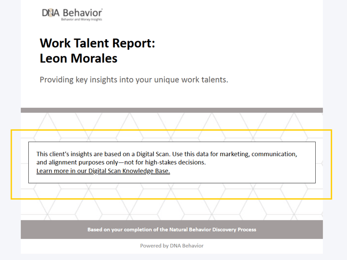 Digital Scan Warning on Reports